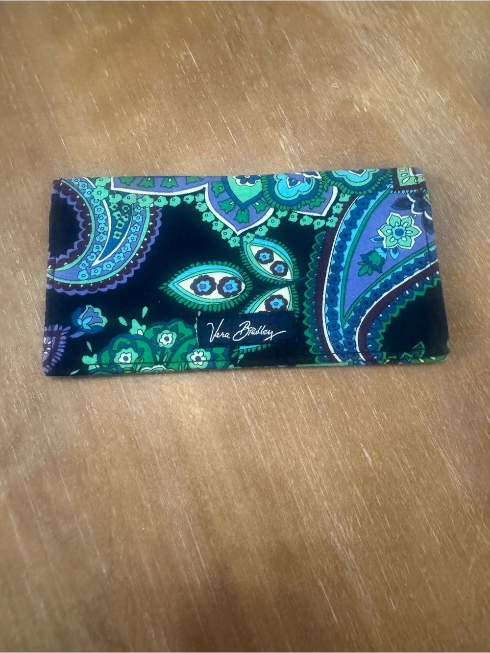 Vera Bradley Green & Blue Paisley Foldover Wallet